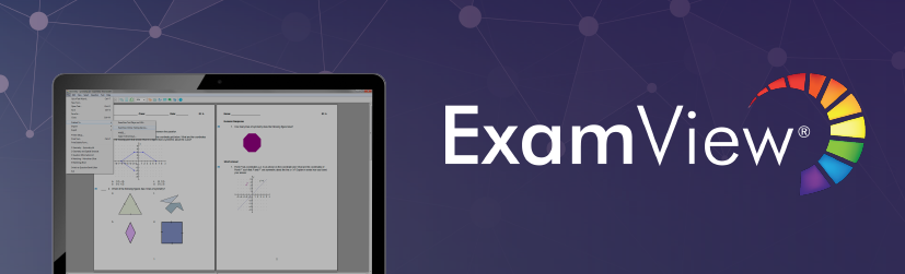 ExamView testing software on a laptop and logo