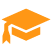 Orange graduation cap icon