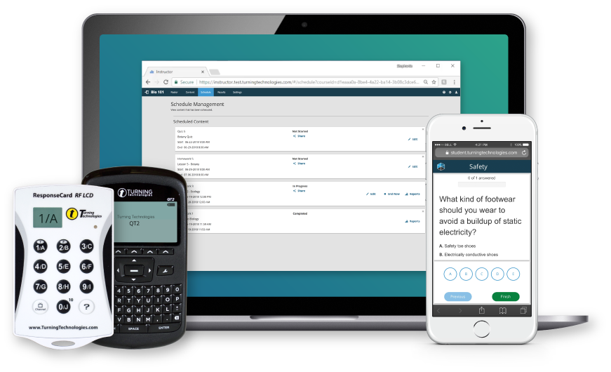 TurningPoint on laptop, mobile device and clickers